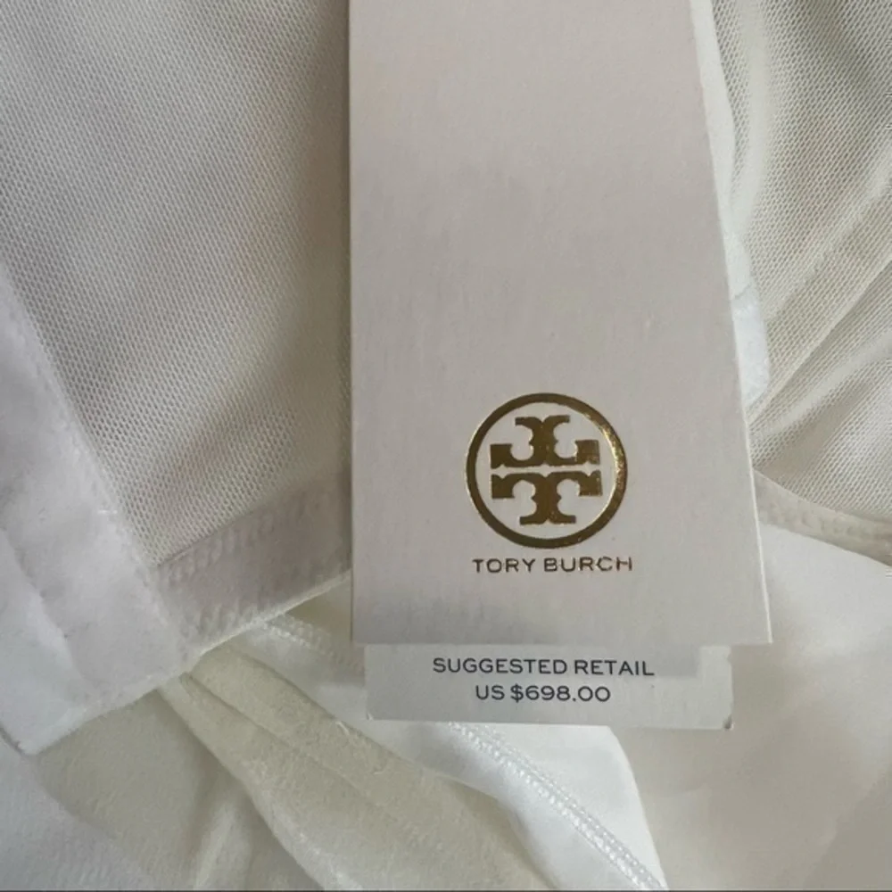 Tory Burch Christie Strapless Maxi Dress Size 4 White Black Silk Runway NWT